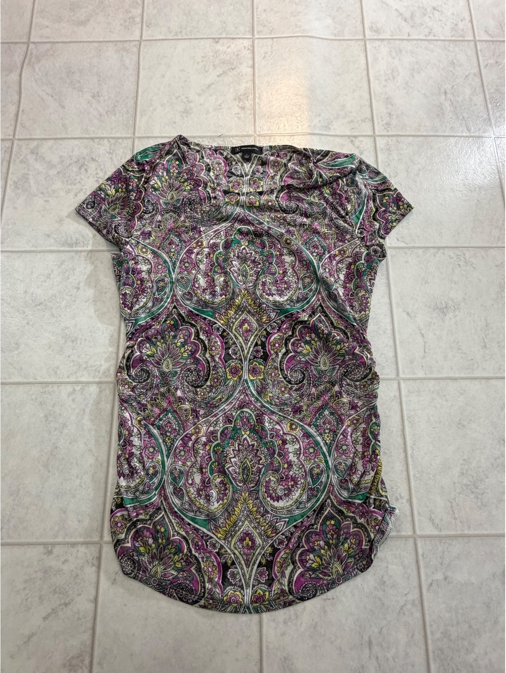 INC paisley short sleeve top